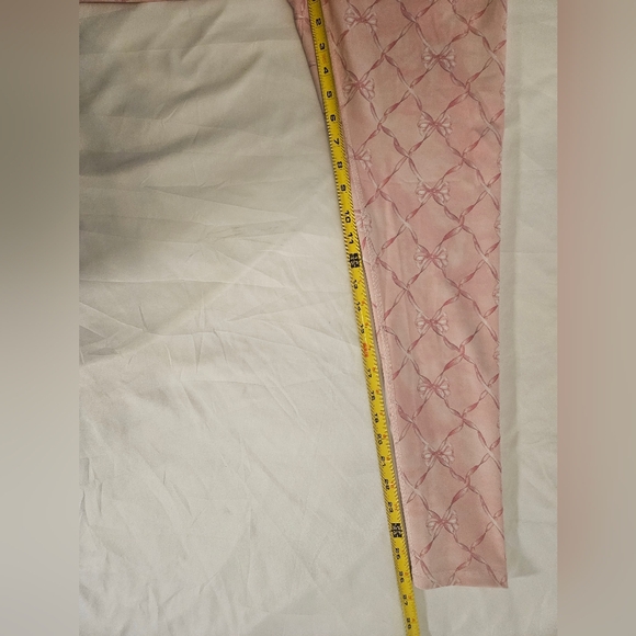 LoveShackFancy x Beach Riot Bow Print Leggings Pink High Rise Size S Coquette - Picture 6 of 7